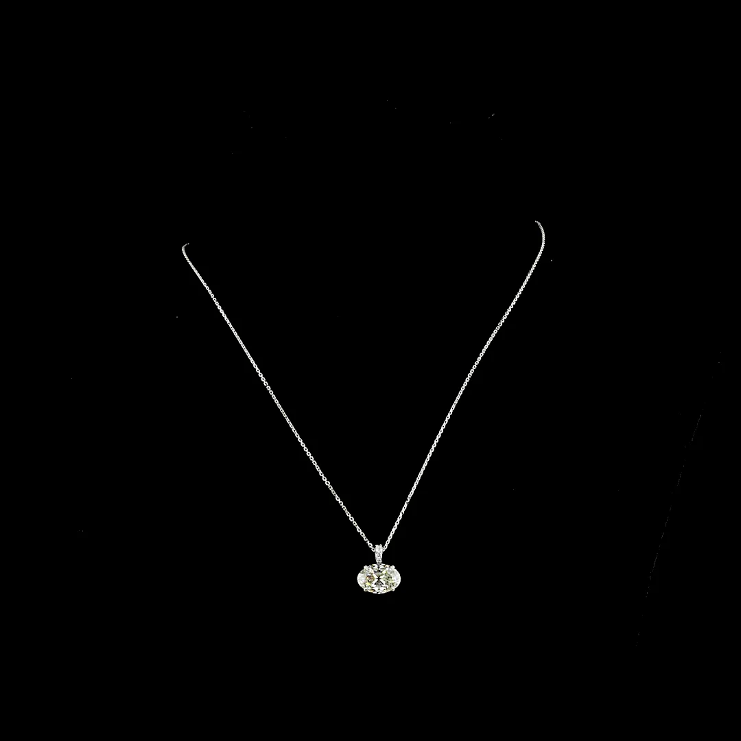 3.81 Cts 14k White Gold Antique Oval Shape Pendant Pendant - Video
