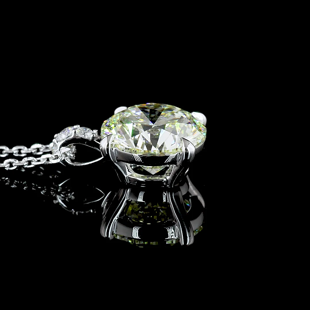 2.82 Cts 14k White Gold Round Shape Pendant Pendant - Image 2