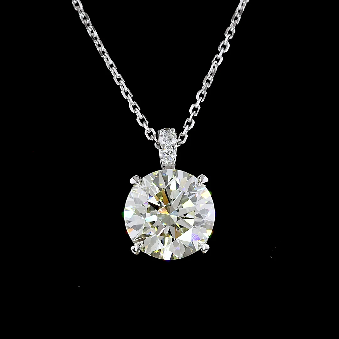 2.82 Cts 14k White Gold Round Shape Pendant Pendant - Image 3
