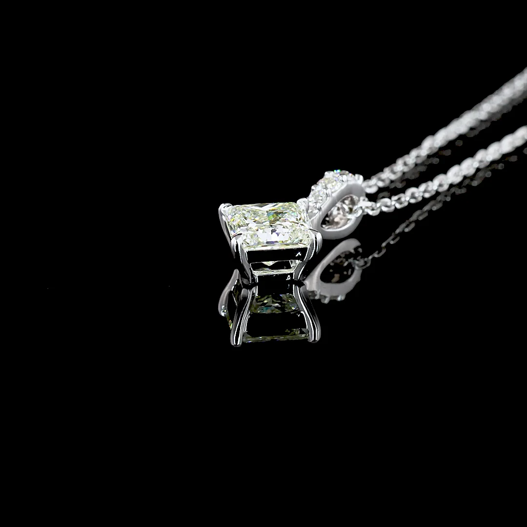 2.83 Cts 14k White Gold Princess Shape Pendant Pendant - Image 4