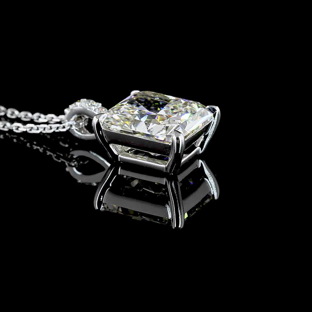4.1 Cts 14k White Gold Radiant Shape Pendant Pendant - Image 2
