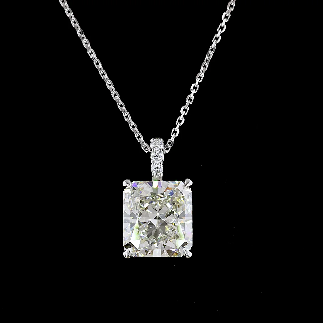 4.1 Cts 14k White Gold Radiant Shape Pendant Pendant - Image 3