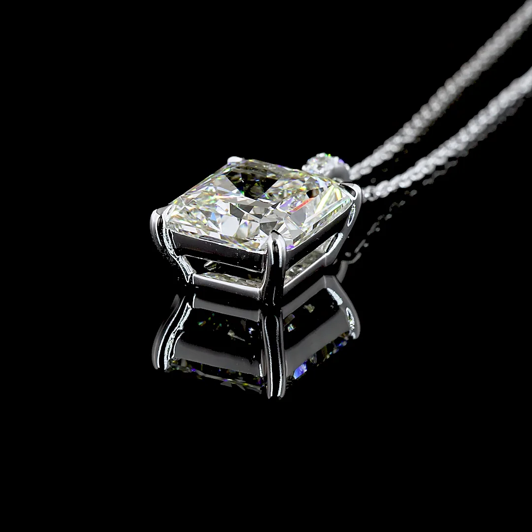 4.1 Cts 14k White Gold Radiant Shape Pendant Pendant - Image 4