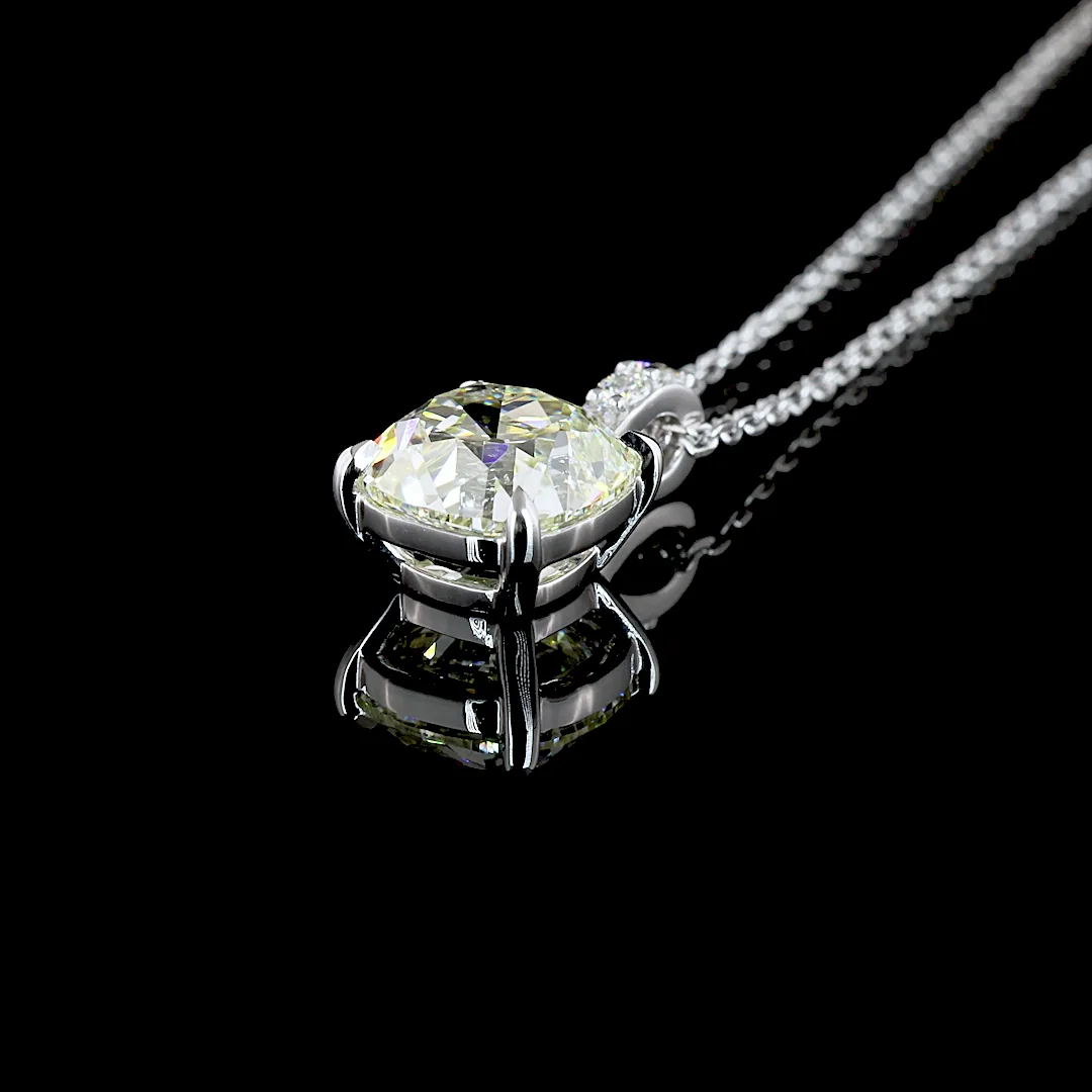 2.08 Cts 14k White Gold Antique Cushion Shape Pendant Pendant - Image 4