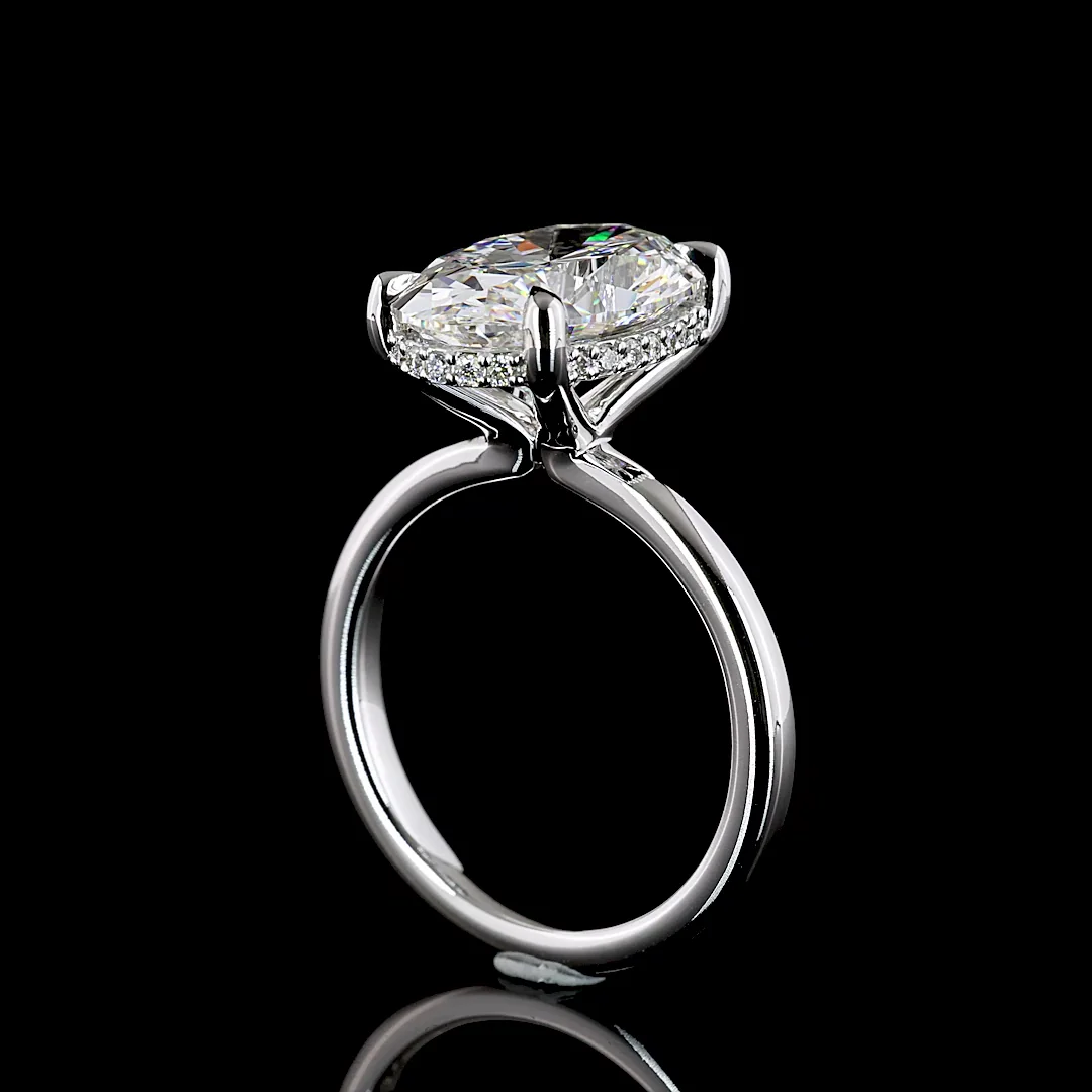 5.3 Cts 14k White Gold Oval Shape Hidden Halo Ring - Image 2