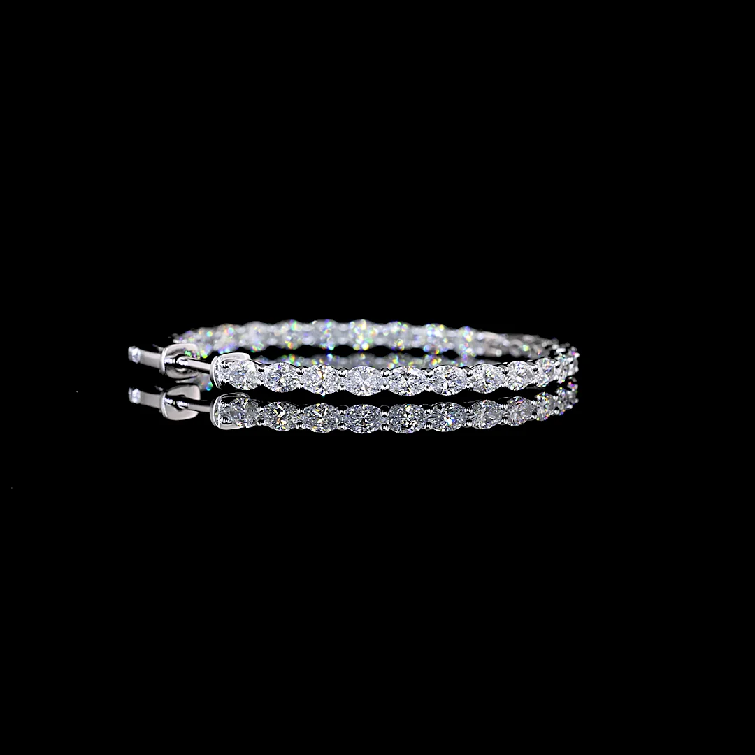 2.82 Cts 14k White Gold Oval Shape Hoops Earring - Image 2