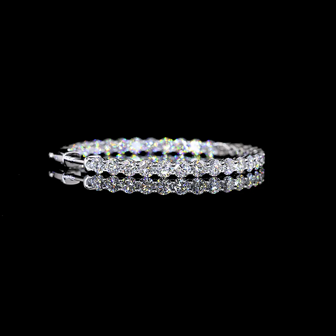 7.35 Cts 14k White Gold Round Shape Hoops Earring - Image 2