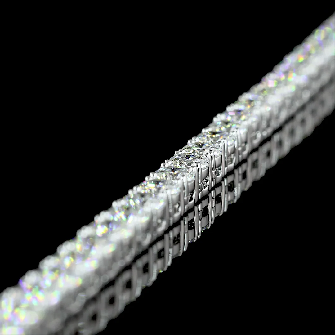13.76 Cts 14k White Gold Round Shape Tennis Necklace - Image 4