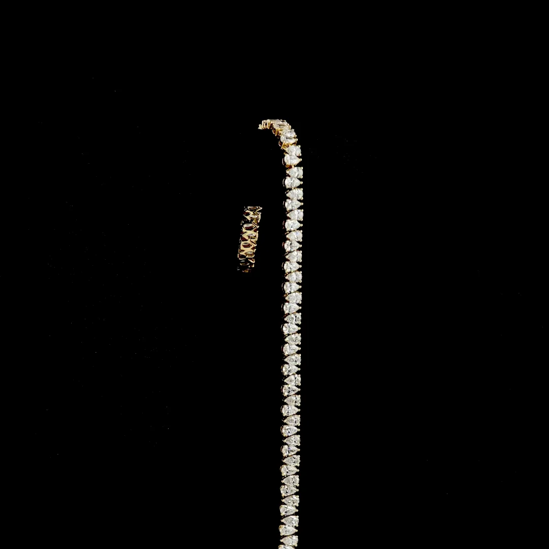 6.89 Cts 14k Yellow Gold Pear Shape Tennis Bracelet - Image 3