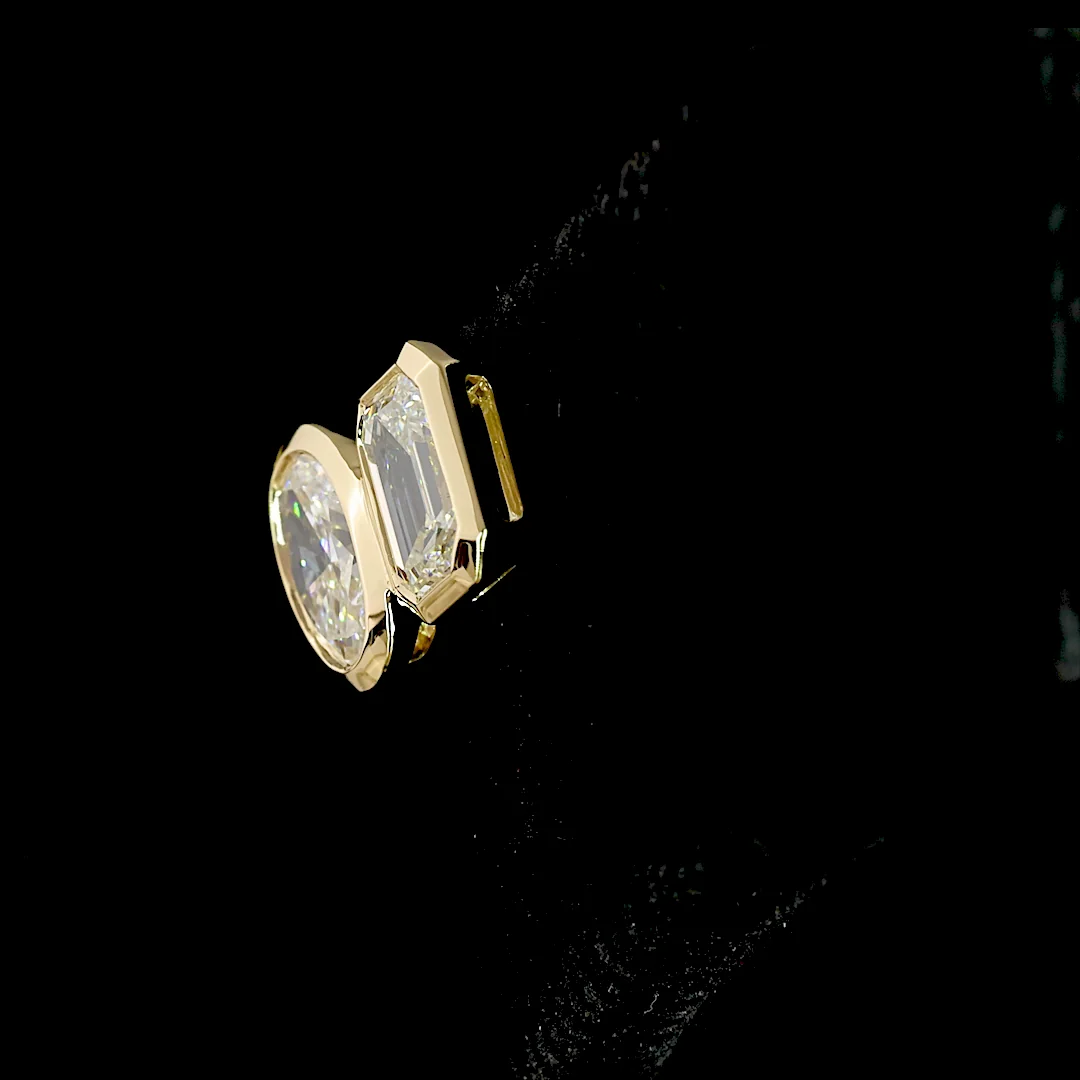 1.95 Cts 14k Yellow Gold Mix Shape Studs Earring - Image 4