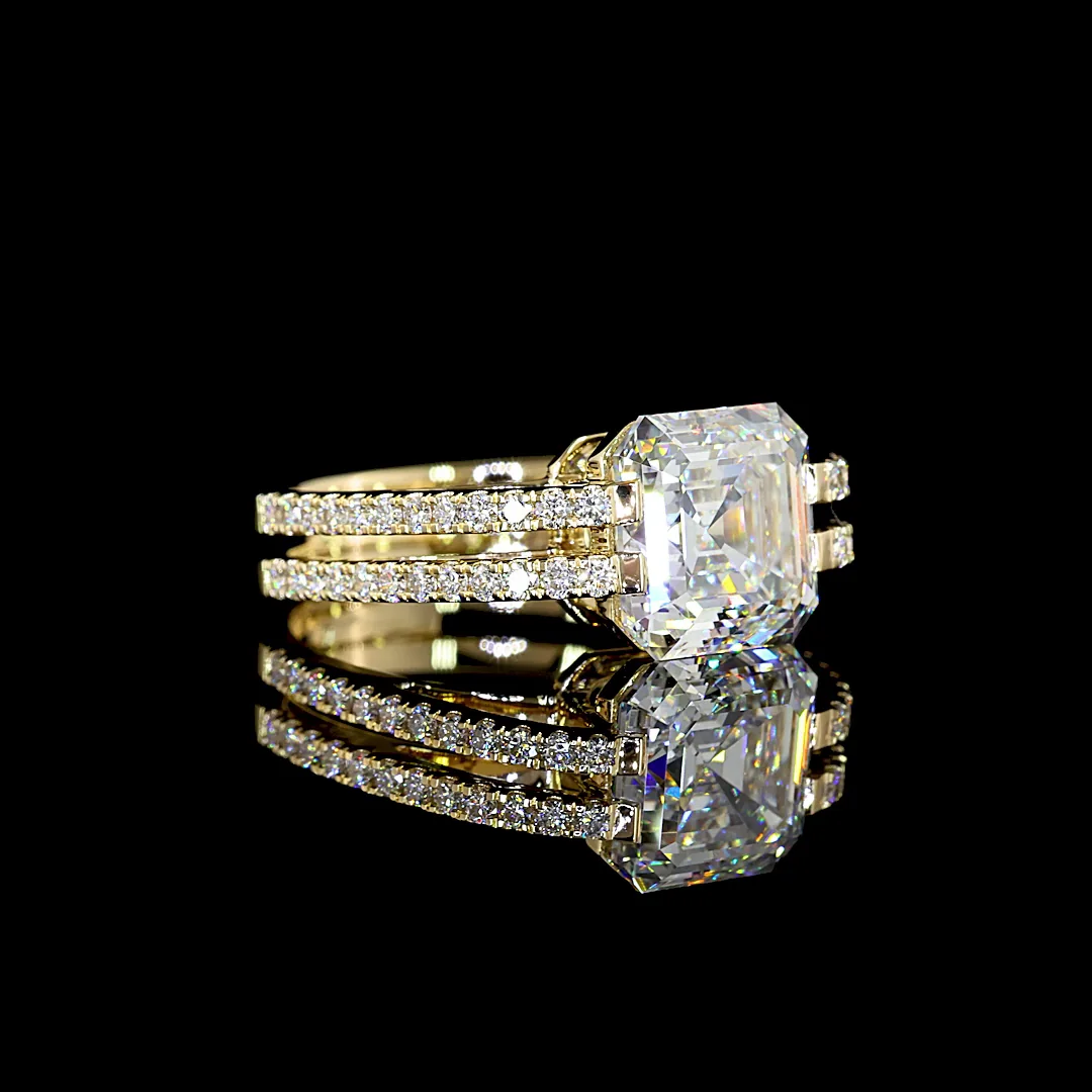 4.5 Cts 14k Yellow Gold Asscher Shape Special Ring - Video