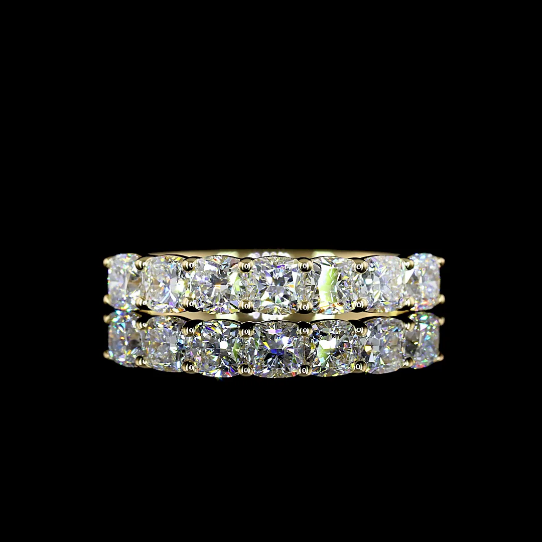 1.08 Cts 14k Yellow Gold Square Cushion Brilliant Shape 7 Stones Eternity Band - Video