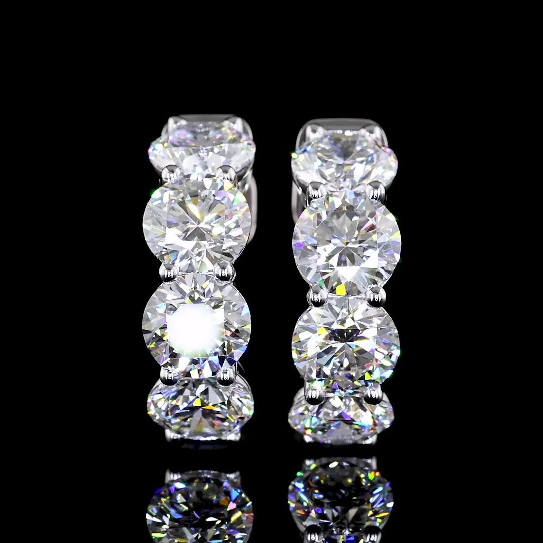 5.07 Cts 14k White Gold Round Shape Huggies Earring - Image 3