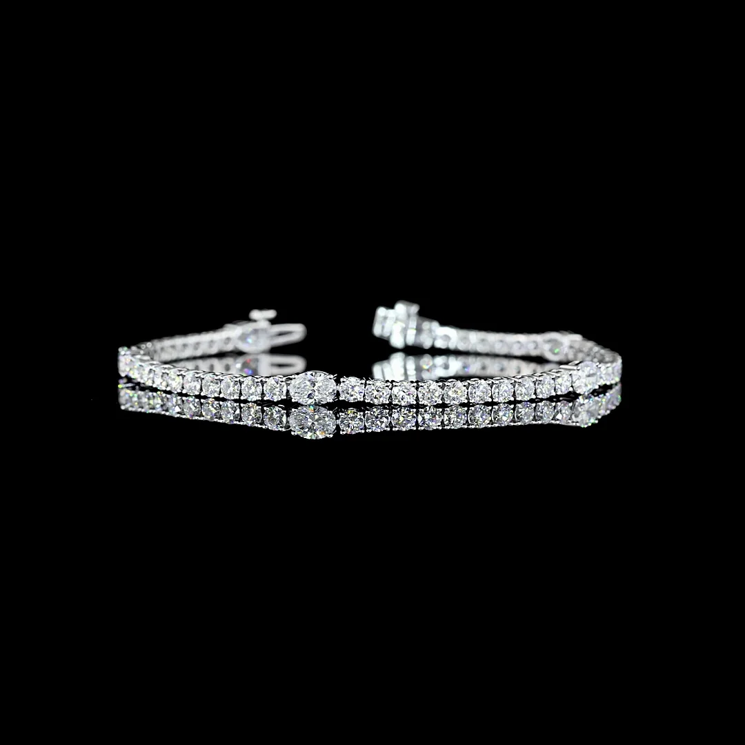 5.32 Cts 14k White Gold Mix Shape Station Line Tennis Bracelet - Video