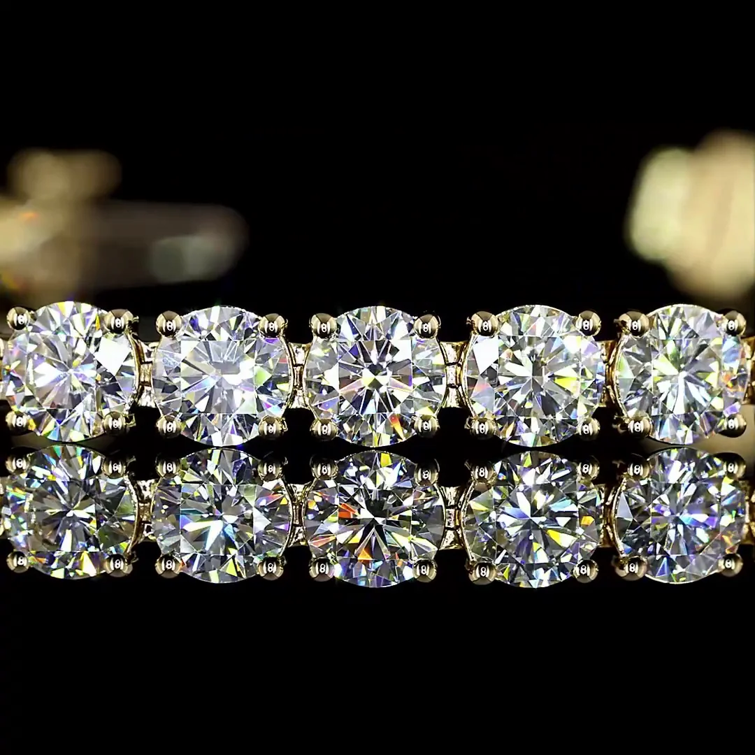 8.95 Cts 14k Yellow Gold Round Shape Tennis Bracelet - Image 2