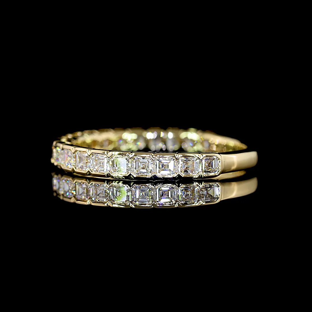 1.1 Cts 14k Yellow Gold Asscher Shape 3/4 Band Eternity Band - Image 3