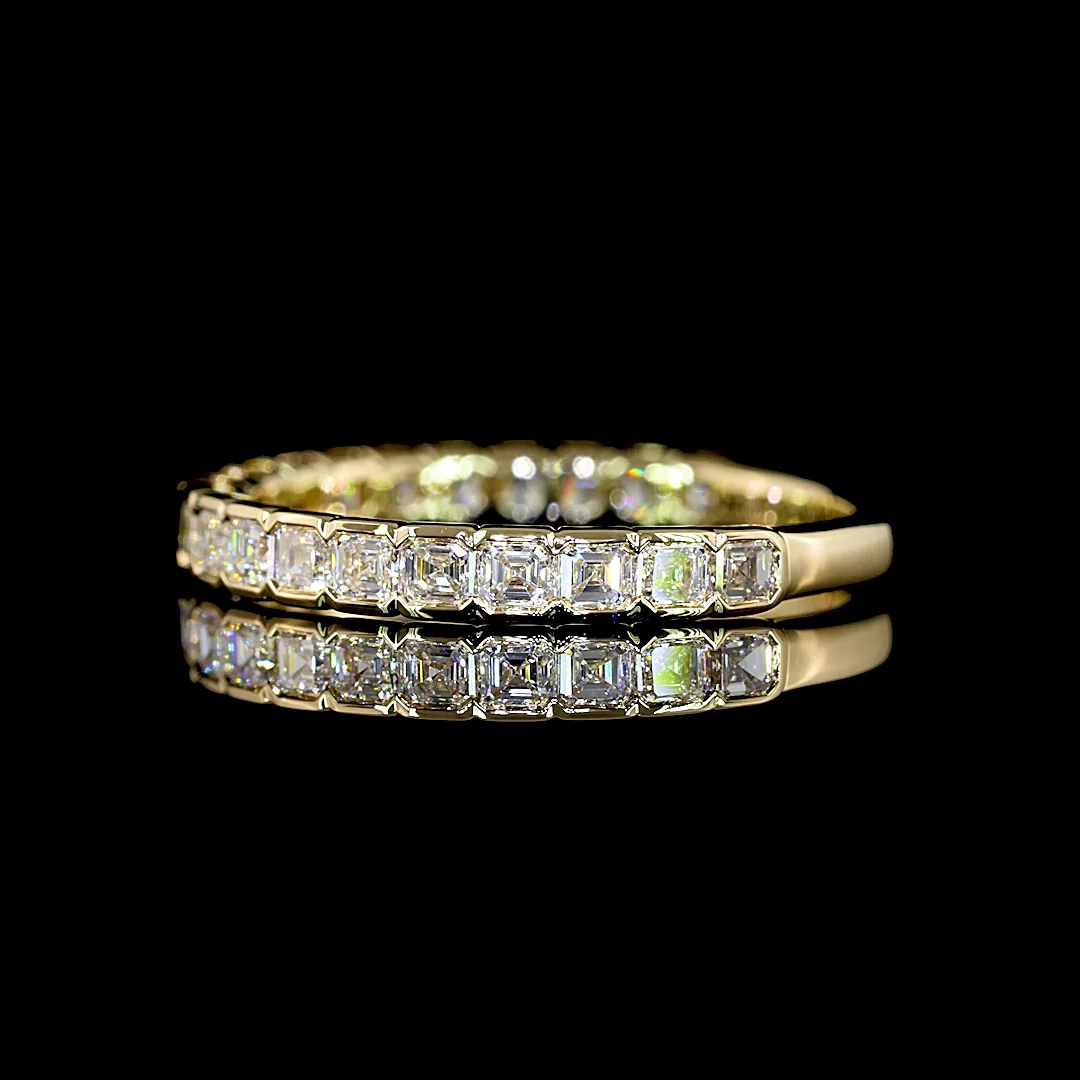 1.1 Cts 14k Yellow Gold Asscher Shape 3/4 Band Eternity Band - Image 4