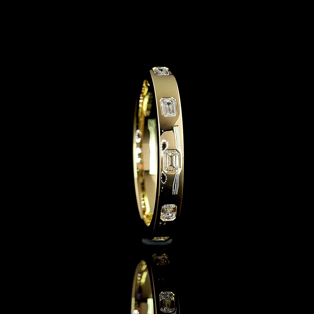 0.34 Cts 14k Yellow Gold Emerald Shape Eternity Band Eternity Band - Image 2