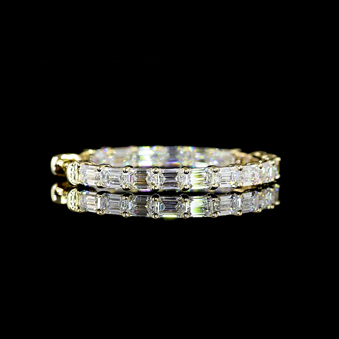 3.22 Cts 14k Yellow Gold Emerald Shape Hoops Earring - Image 2