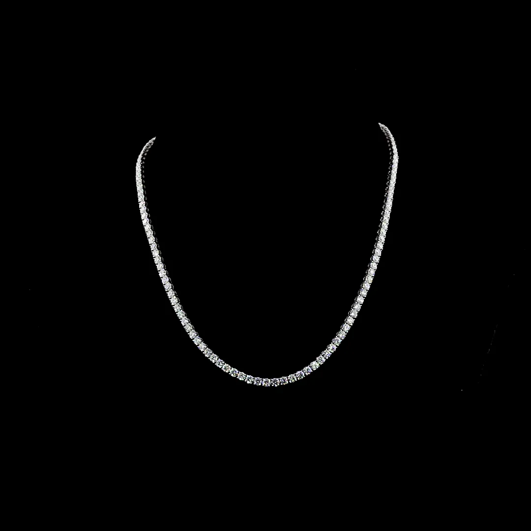 14.69 Cts 14k White Gold Round Shape Tennis Necklace - Video