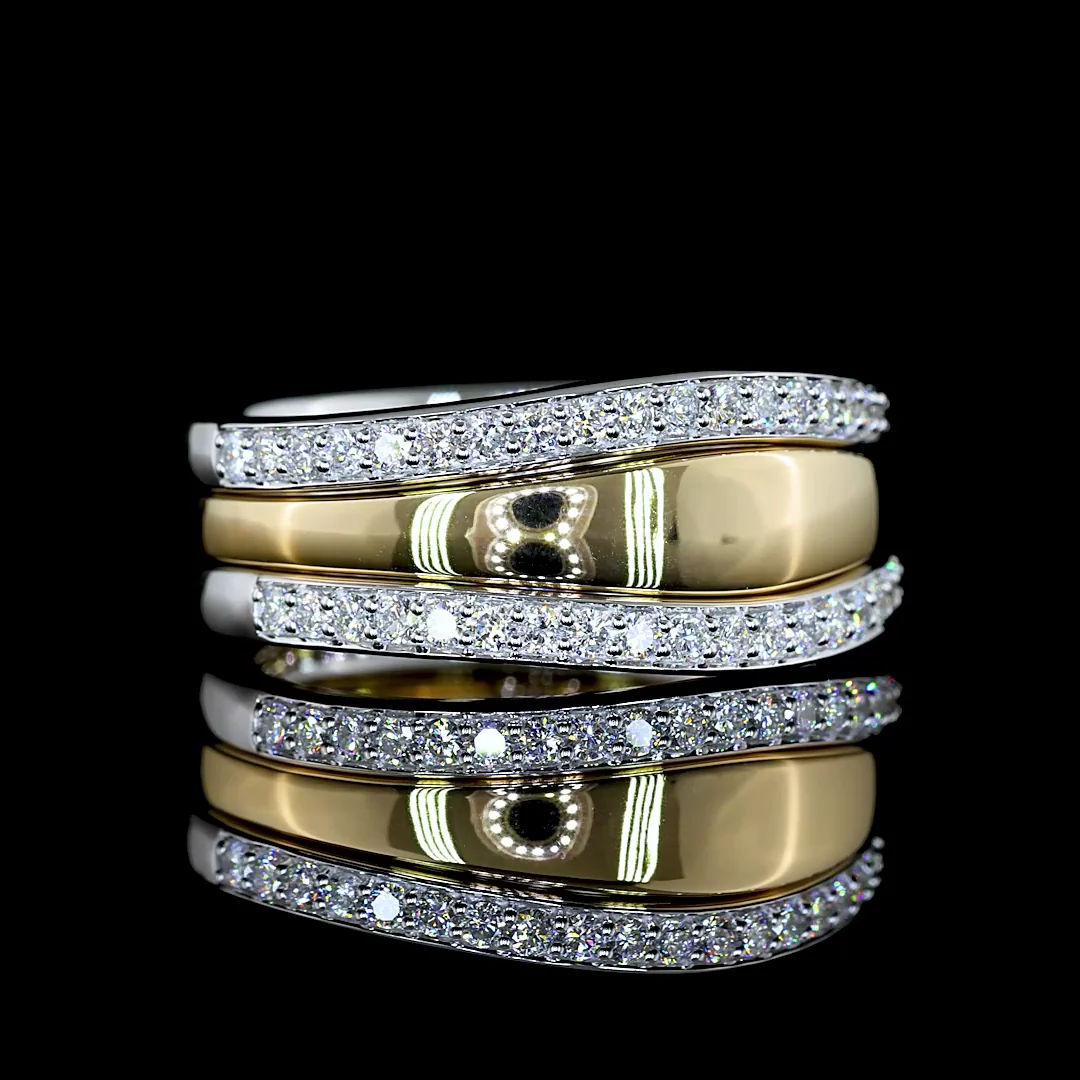 0.47 Cts 14k Two Tone Round Shape Special Ring - Video