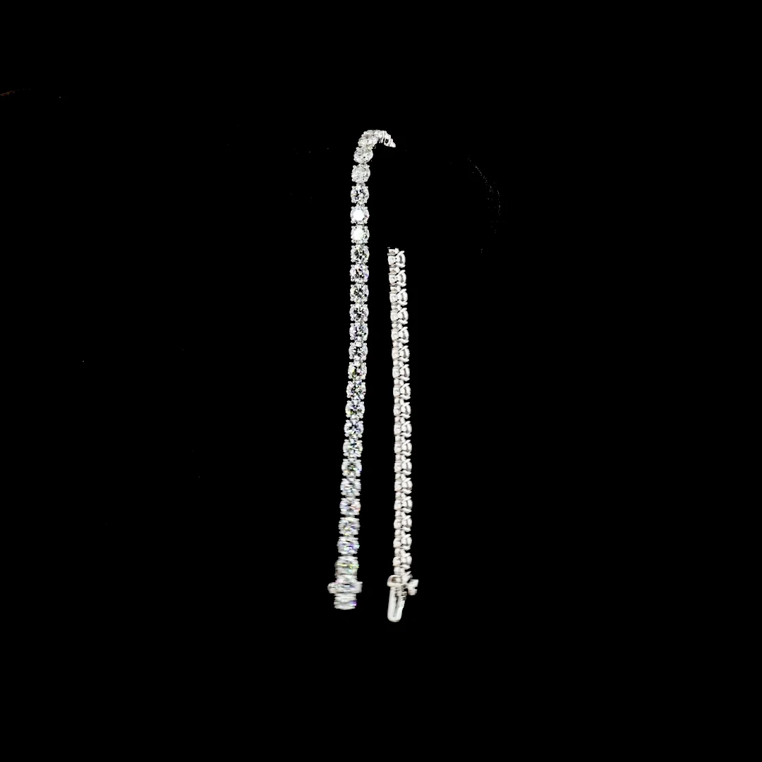 7.42 Cts 14k White Gold Round Shape Tennis Bracelet - Image 3