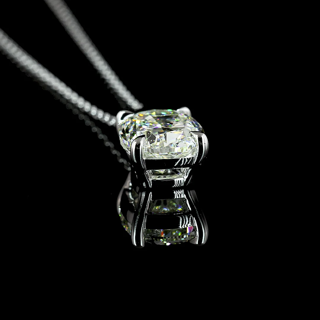 2.03 Cts 14k White Gold Cushion Brilliant Shape Solitaire Pendant - Image 2