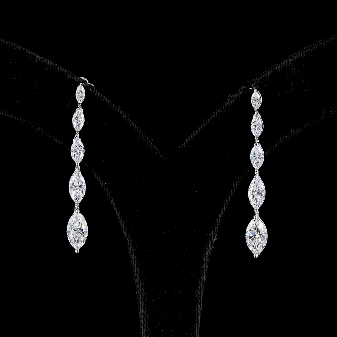 3.56 Cts 14k White Gold Marquise Shape Hanging Earring - Video