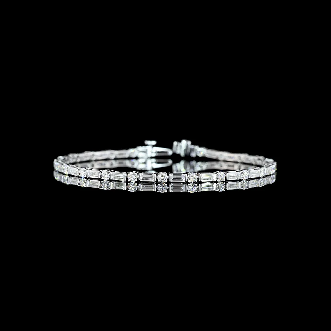 4.12 Cts 14k White Gold Mix Shape Tennis Bracelet - Video