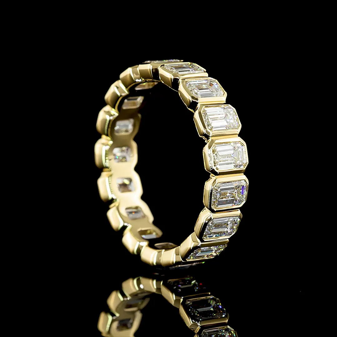 3.99 Cts 14k Yellow Gold Emerald Shape Eternity Band Eternity Band - Image 2