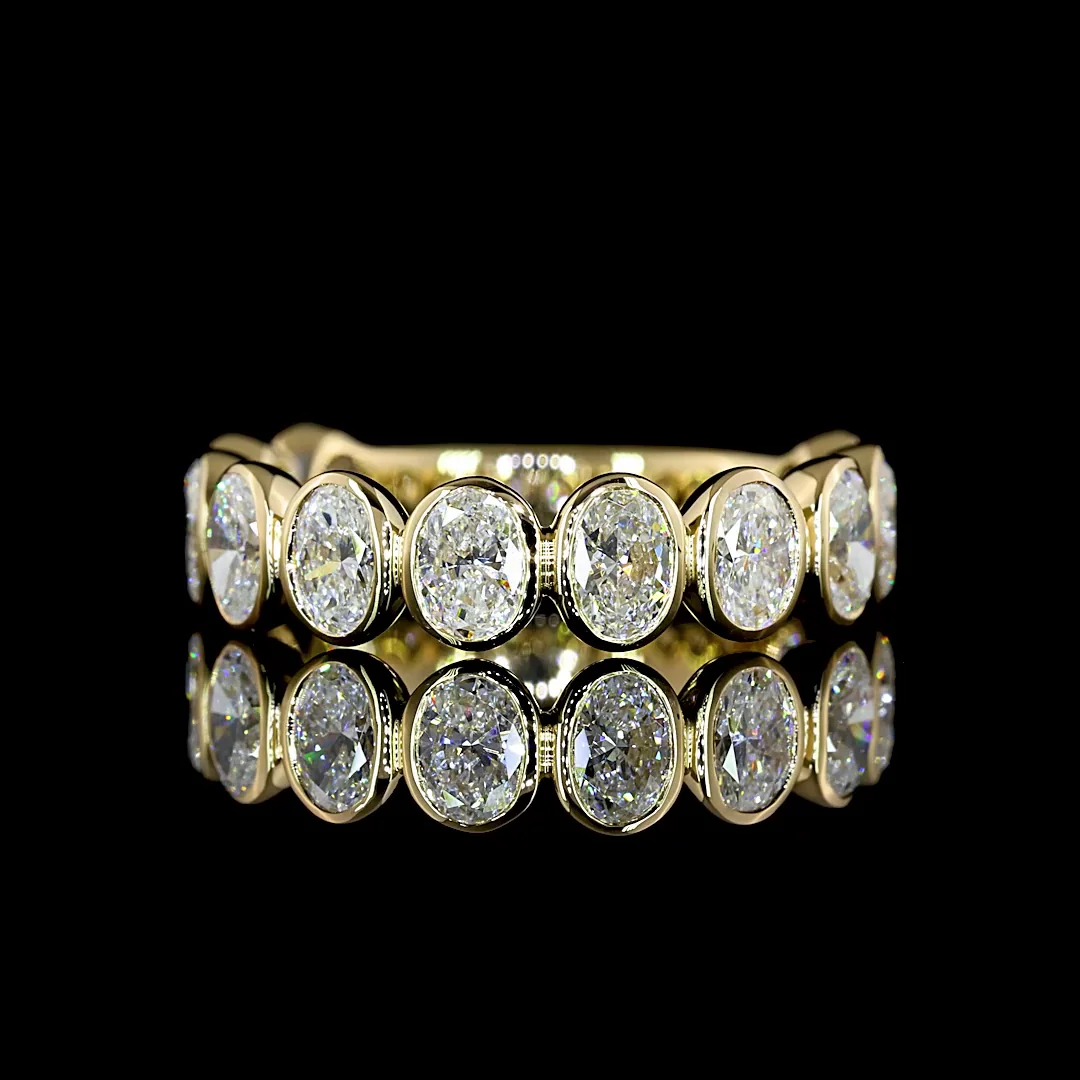 1.55 Cts 14k Yellow Gold Oval Shape 3/4 Band Eternity Band - Video