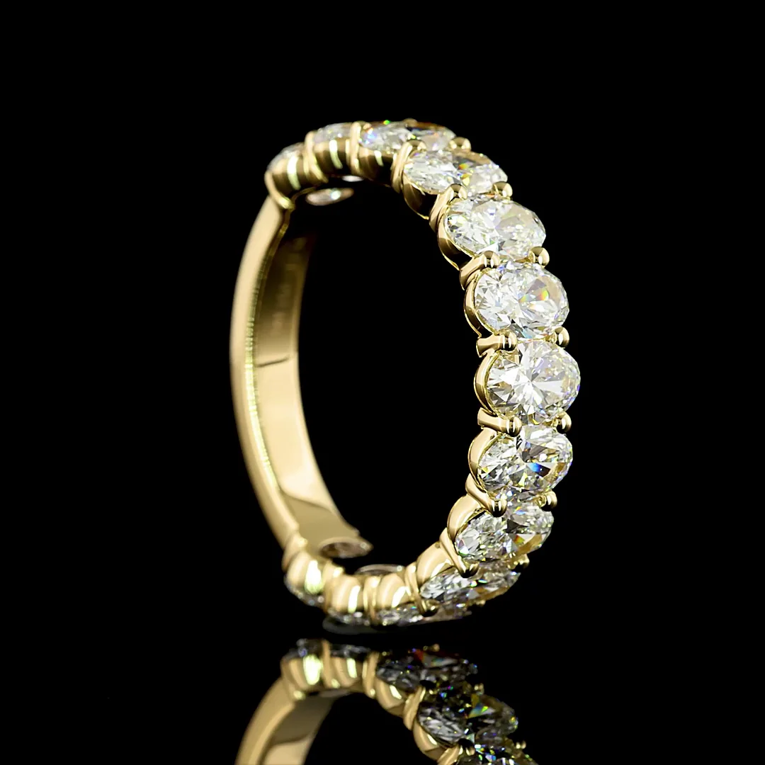 2.94 Cts 14k Yellow Gold Oval Shape 3/4 Band Eternity Band - Image 2