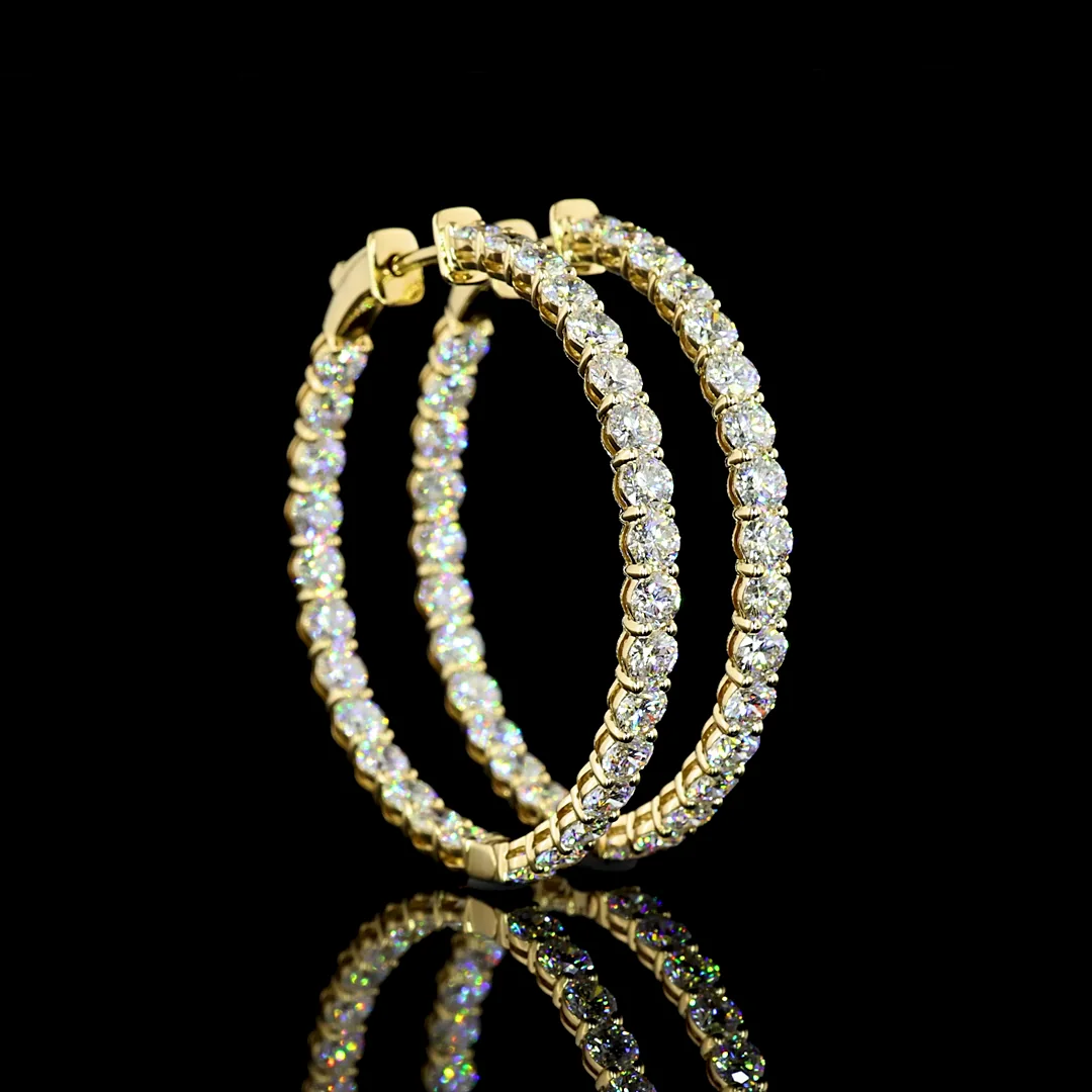 5.39 Cts 14k Yellow Gold Round Shape Hoops Earring - Video