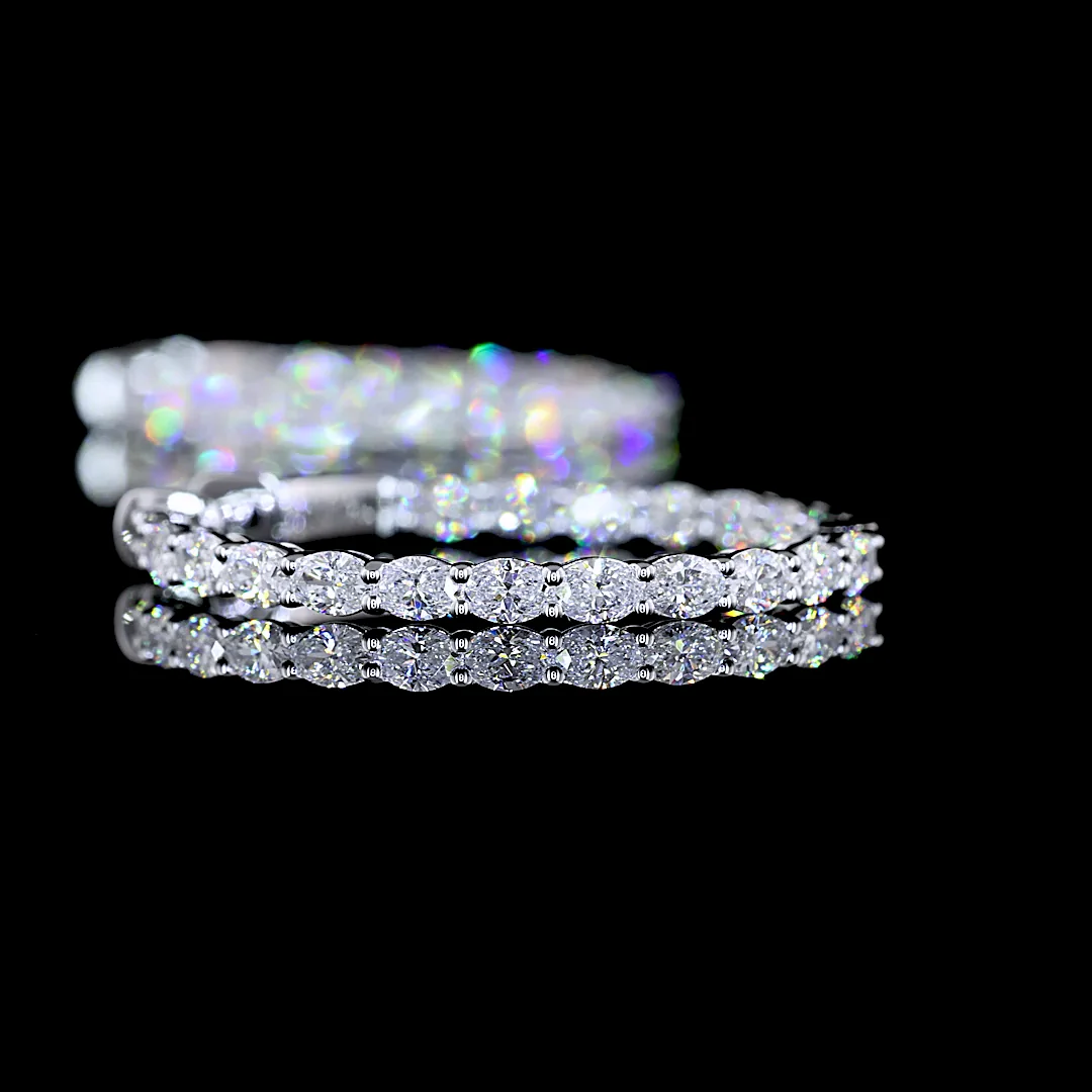 1.86 Cts 14k White Gold Oval Shape Hoops Earring - Image 4