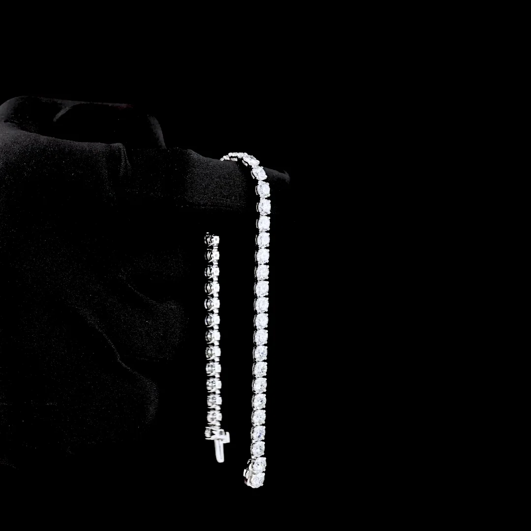 12.86 Cts 14k White Gold Round Shape Tennis Bracelet - Image 3