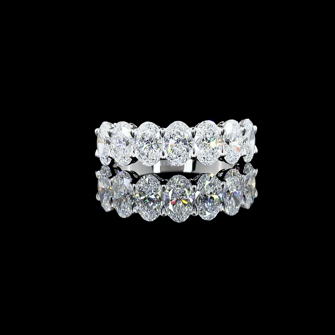 2.14 Cts 14k White Gold Oval Shape Half Eternity Eternity Band - Video