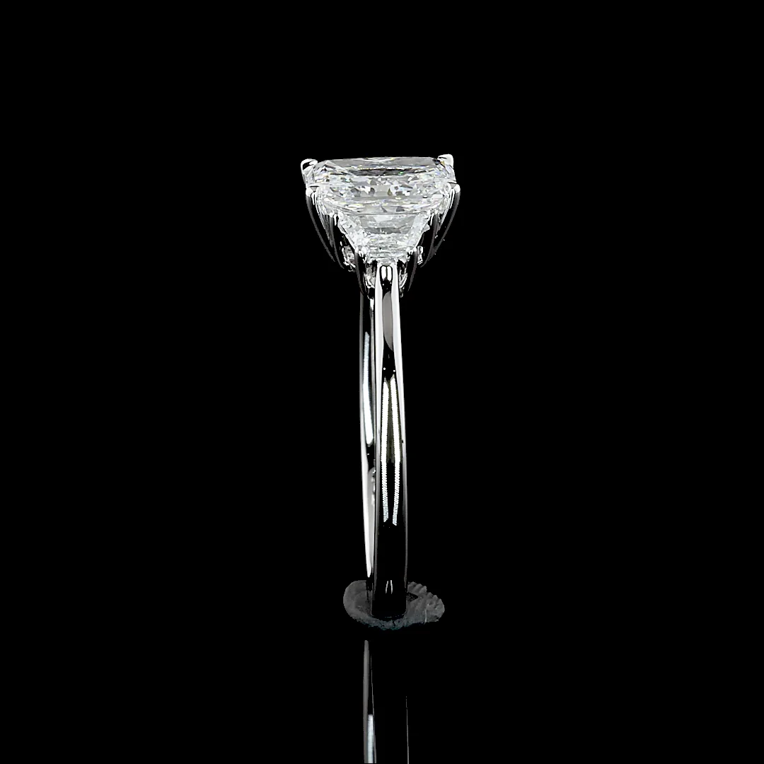1.34 Cts 14k White Gold Radiant Shape 3 Stones Ring - Image 4