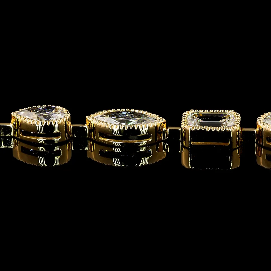 9.94 Cts 18k Yellow Gold Mix Shape Tennis Bracelet - Image 3