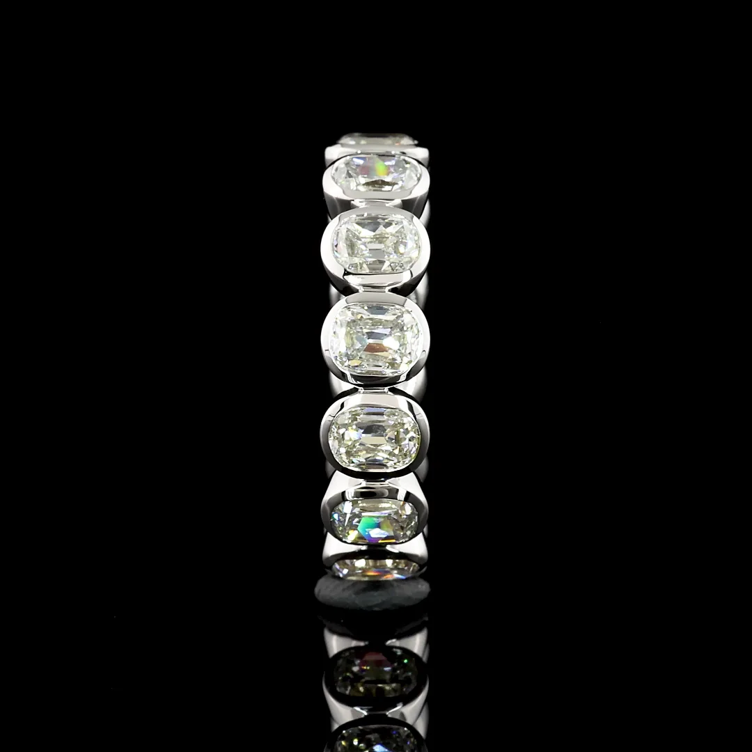 3.65 Cts 14k White Gold Antique Cushion Shape Eternity Band Eternity Band - Image 3