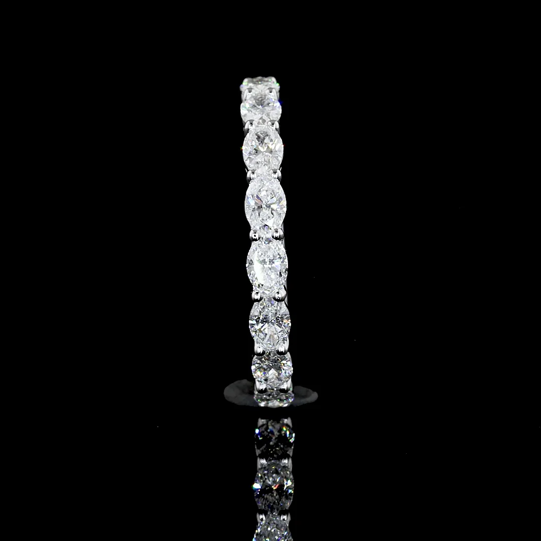 0.77 Cts 14k White Gold Oval Shape Half Eternity Eternity Band - Image 3