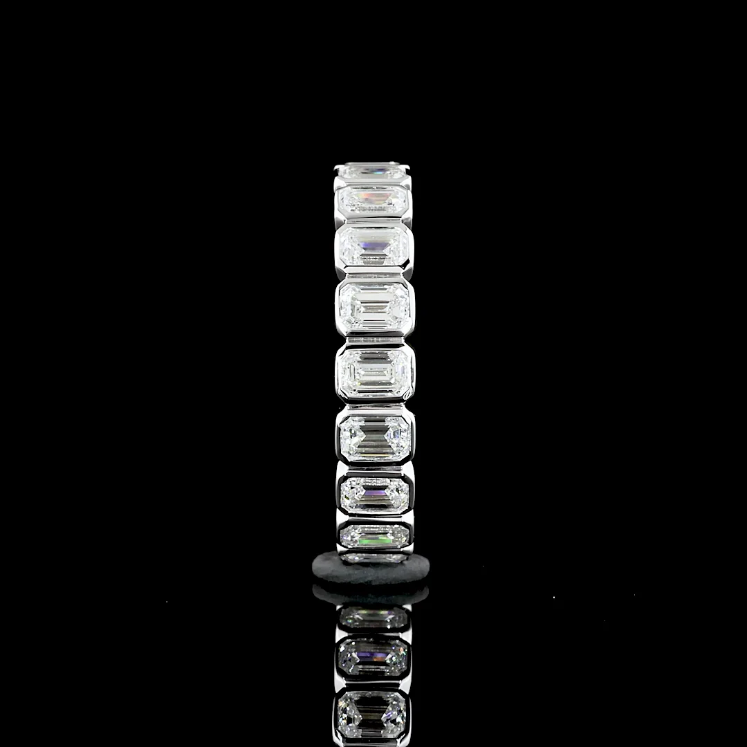 1.26 Cts 14k White Gold Emerald Shape 3/4 Band Eternity Band - Image 3