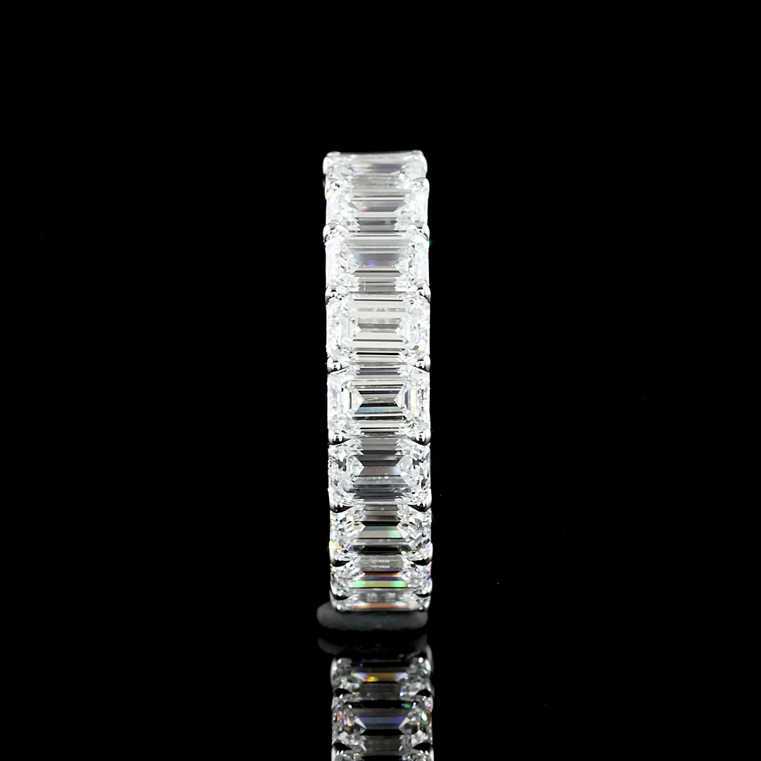 5.99 Cts 14k White Gold Emerald Shape Eternity Band Eternity Band - Image 3