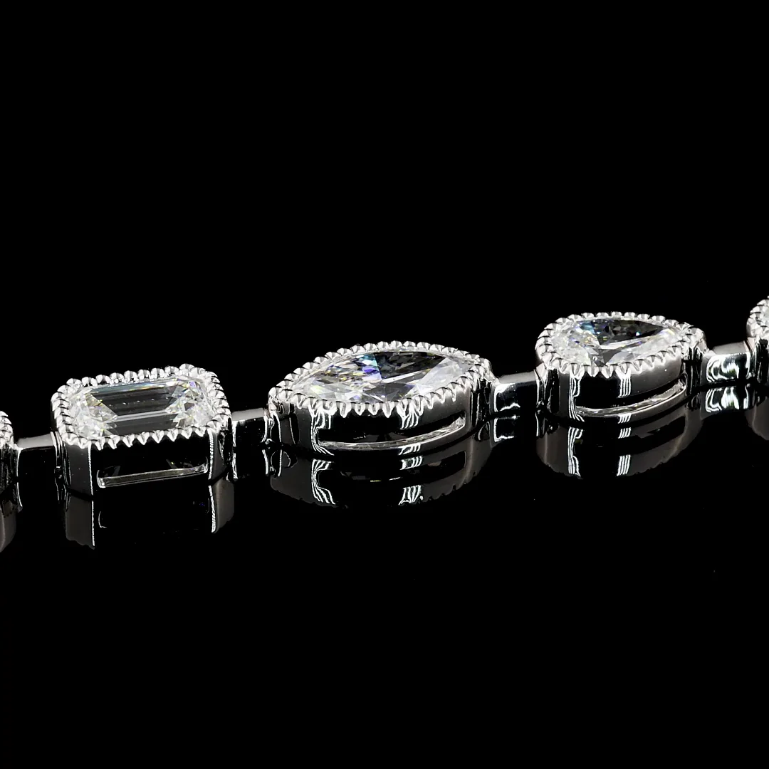 10.01 Cts 18k White Gold Mix Shape Tennis Bracelet - Image 3