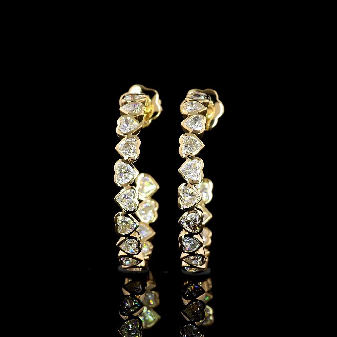 4.27 Cts 14k Yellow Gold Heart Shape C Hoops Earring - Image 2