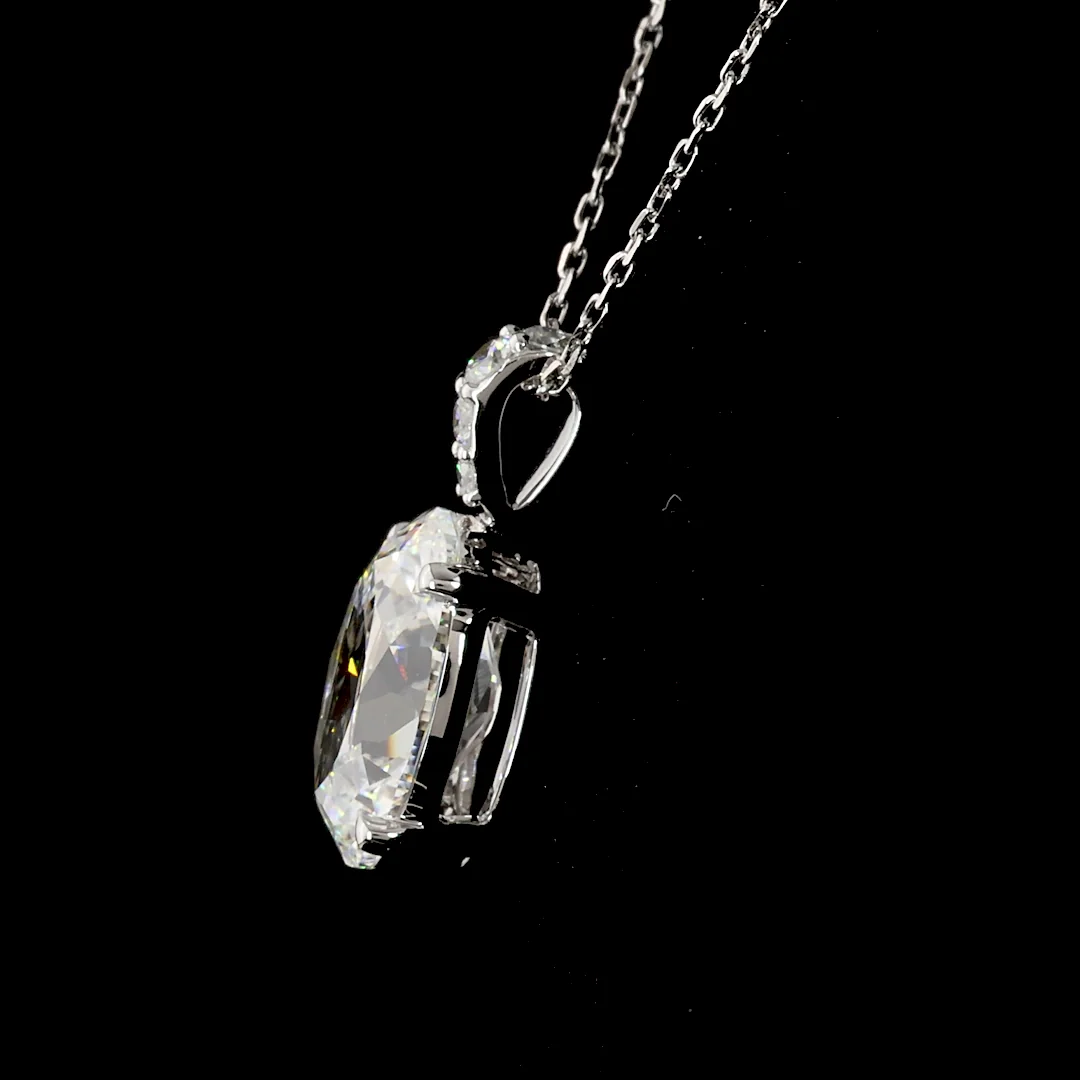 3.11 Cts 14k White Gold Antique Oval Shape Pendant Pendant - Image 3