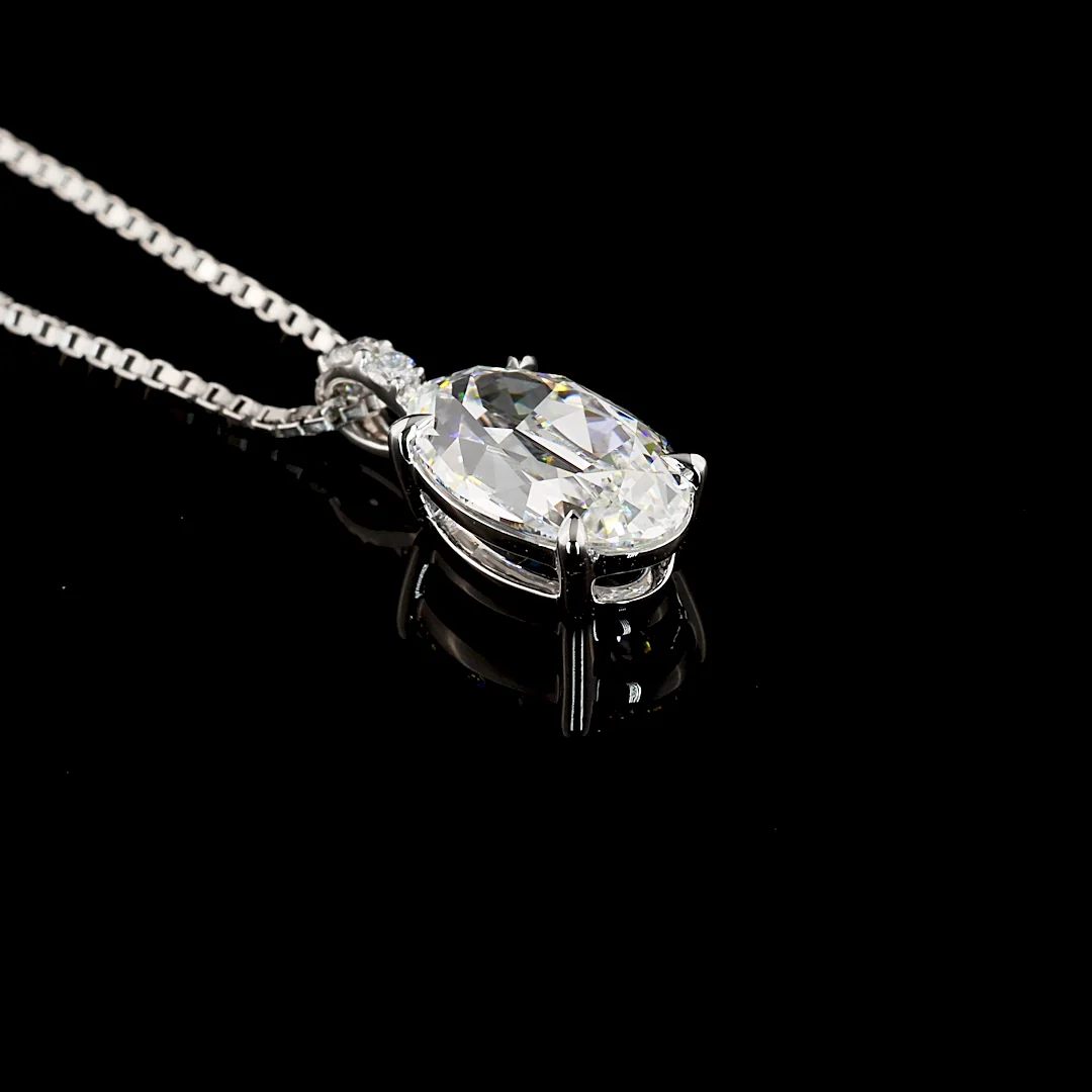 2.07 Cts 14k White Gold Antique Oval Shape Pendant Pendant - Image 3