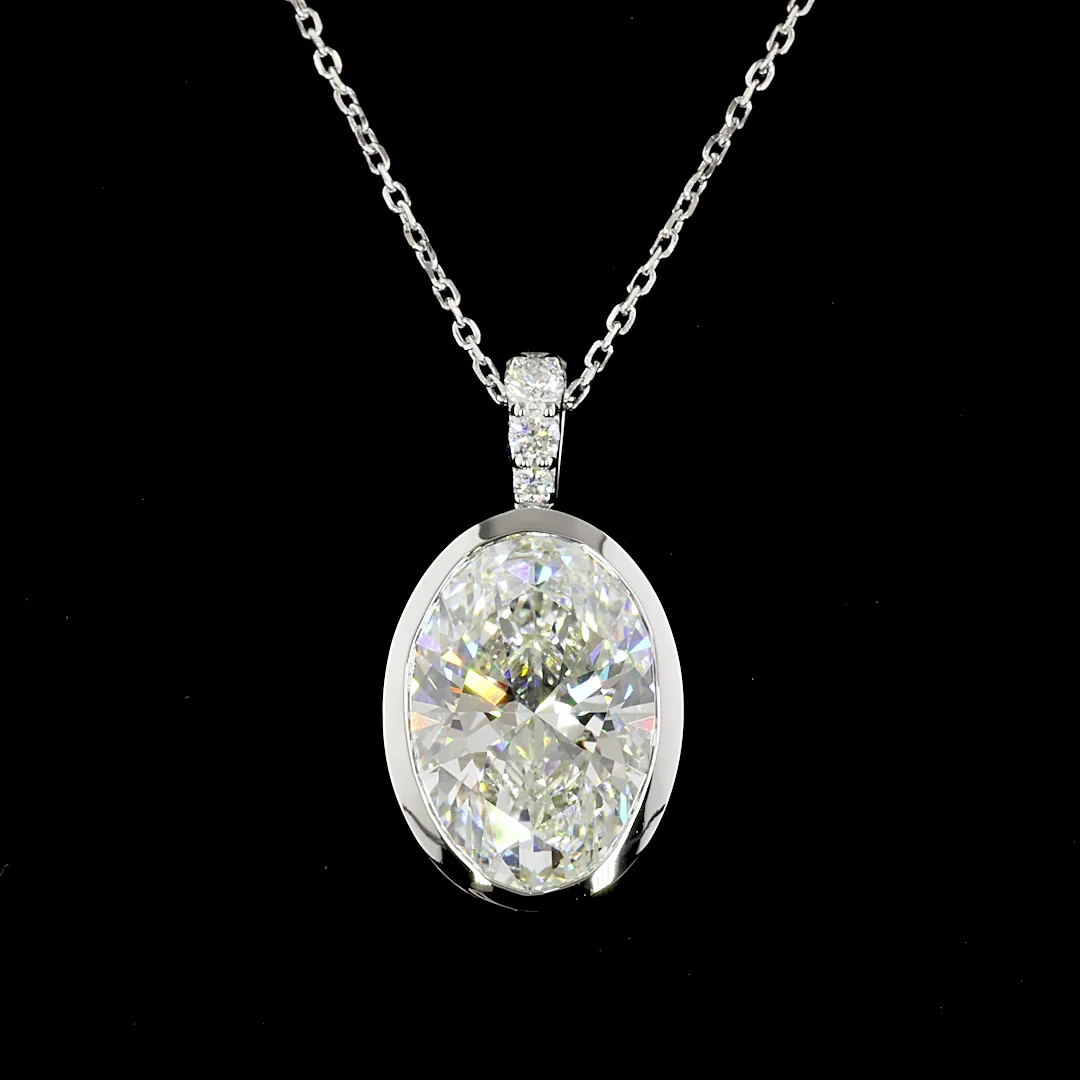 5.12 Cts 14k White Gold Oval Shape Pendant Pendant - Image 2