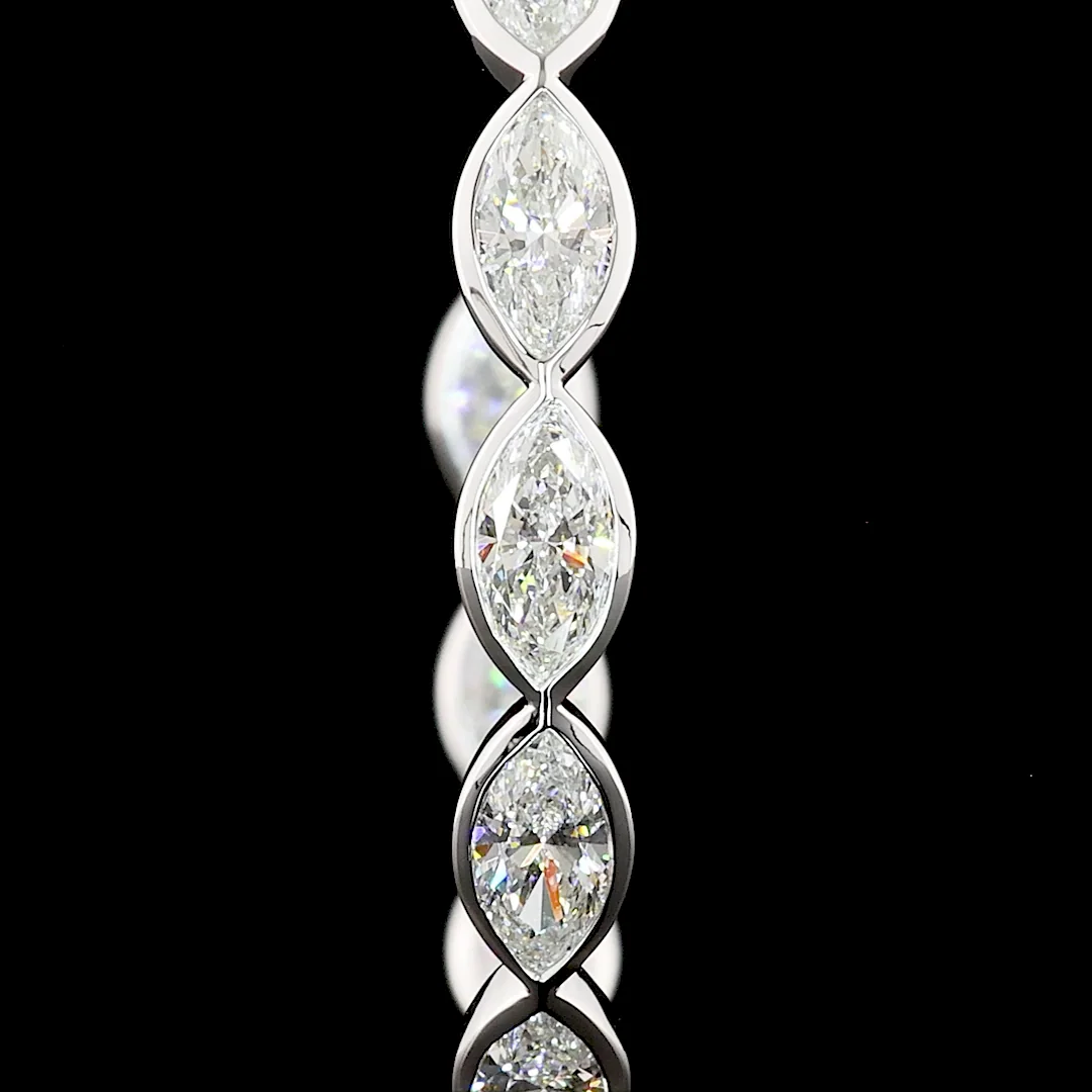 6 Cts 14k White Gold Marquise Shape Hoops Earring - Image 3