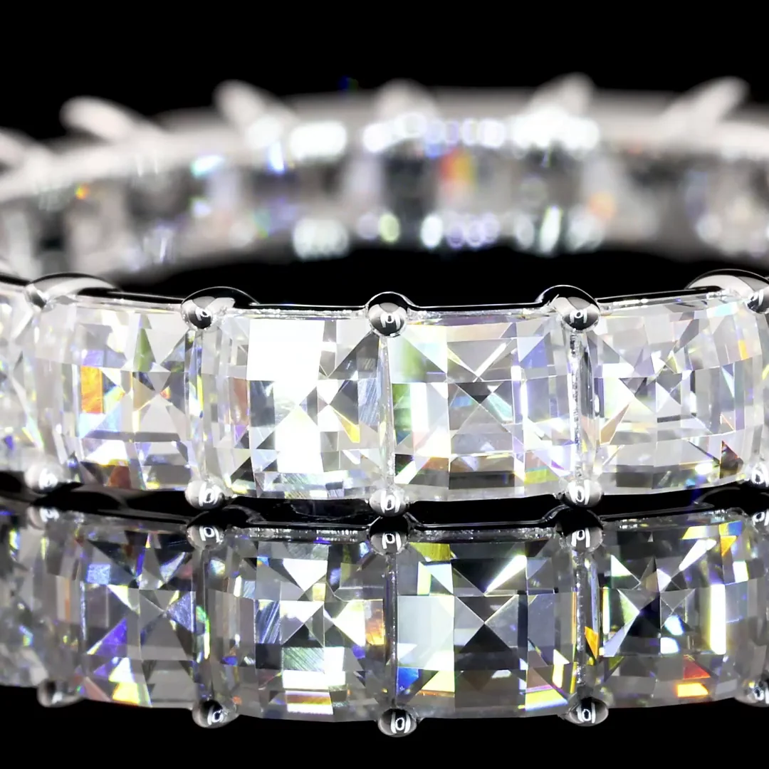 3.36 Cts 14k White Gold Antique Asscher Shape Eternity Band Eternity Band - Image 2