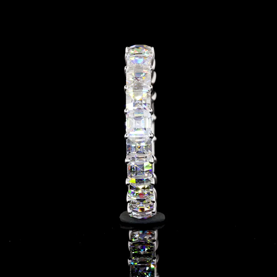3.36 Cts 14k White Gold Antique Asscher Shape Eternity Band Eternity Band - Image 3